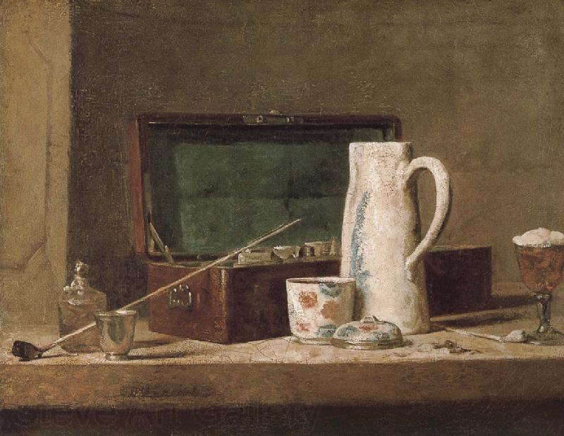 Jean Baptiste Simeon Chardin Pipe tobacco and alcohol containers browser Norge oil painting art